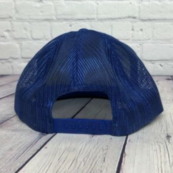 Vintage Hat Cap Snapback Blue YELLOWHEAD Q Mart Lloydminster Trucker Mesh Patch - Picture 3 of 7